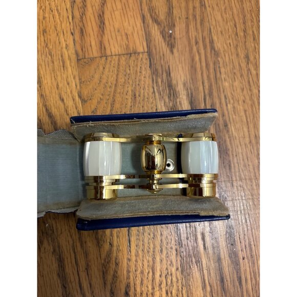 Vintage Opera Glasses Binoculars W/ Case Gold Tone & Pearl Finish Compact Design - Picture 2 of 7